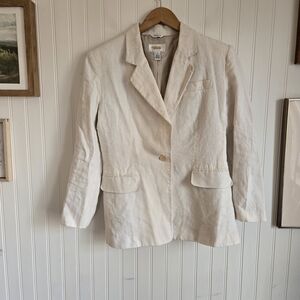Talbots Petites Chic Irish Linen Cream Tailored Jacket Blazer